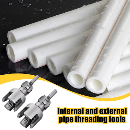 2pcs Water Pipe Threader Tapping Tool Internal Thread External Thread Integrated Die Water Pipe Opener