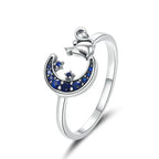 Adjustable Rings Real 925 Sterling Silver Stackable Engagement Zircon Open Size Rings For Women Jewelry big nose Official Store