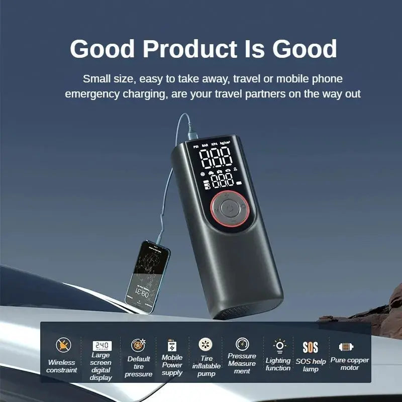 Wireless Tire Inflator Pump 6000mAh Electric Portable Car Air
