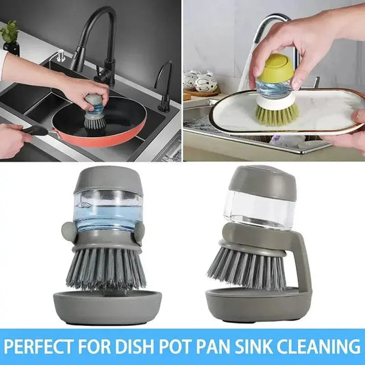 Dish Brush With Soap Dispenser Palm Brush Dish washing Kitchen Scrub