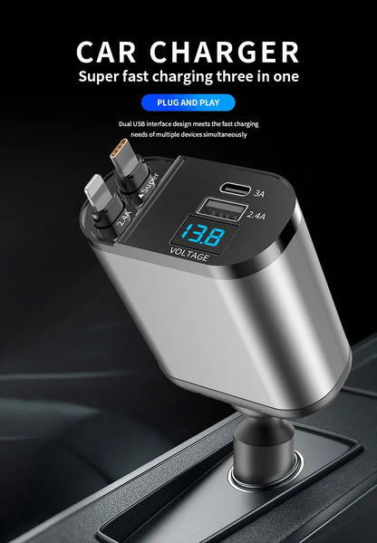 4 IN 1 Retractable Car Charger