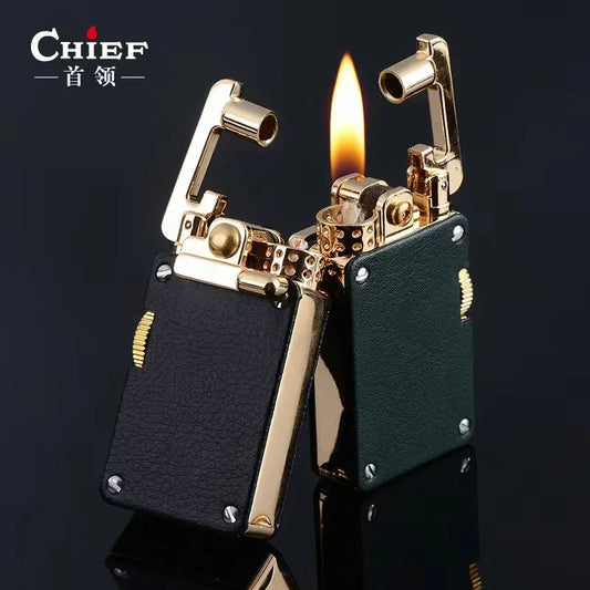 CHIEF New Metal Rocker Kerosene Lighter Creative Rocker Ignition Fashion Leather Lighter High-end Men's Gift Hello My Friend Boutique Store