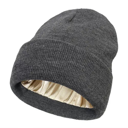 Gorro unisex de satén antiestático con forro de seda para mujer, ideal para invierno