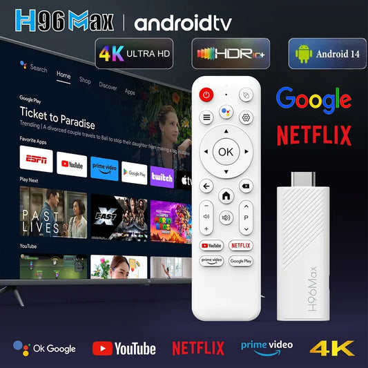 2024 New H96 MAX H313 Mini TV Stick Android 14 Smart TV Box Android14 2GB 16GB 8GB Wifi6 BT 4K HD Google Voice Media Player Tech Deals Store