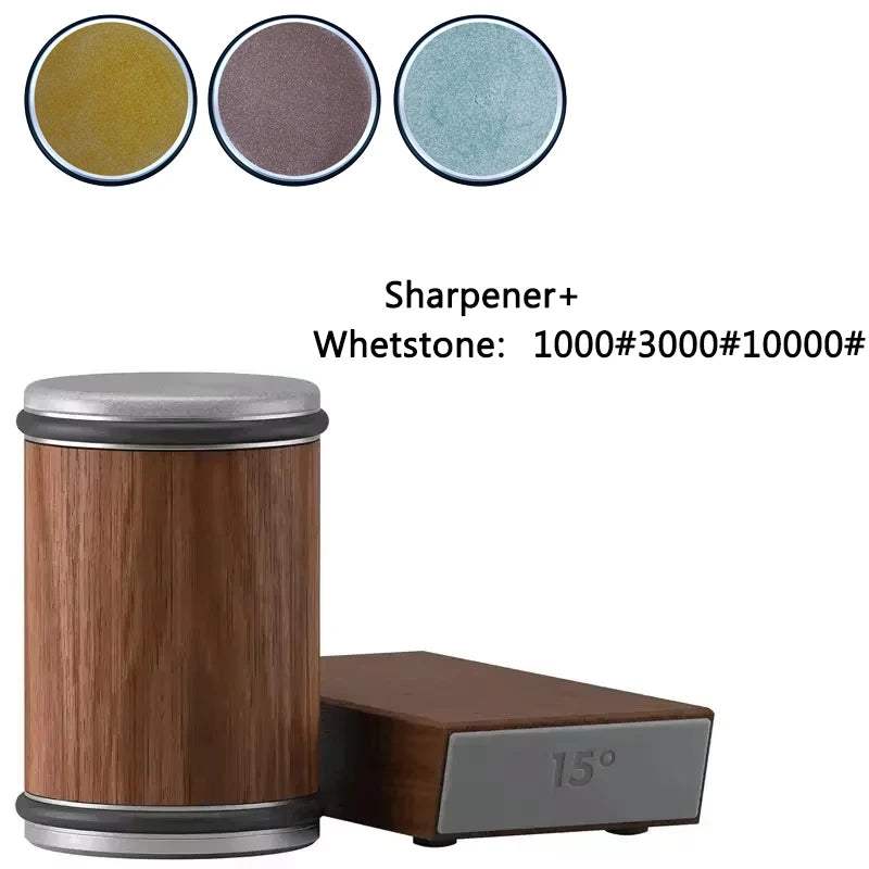 Pouring Rolling Knife Sharpener sapele Magnetic Holder Whetstone Sharpening Stone Kit 15 and 20 Degrees Angle Roller Accessory