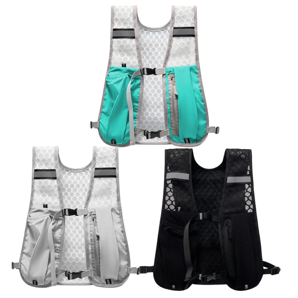 Chaleco de hidratación ligero para correr con botella de agua, chaleco reflectante con mochila de hidratación para el pecho con soporte para teléfono, chaleco de ciclismo