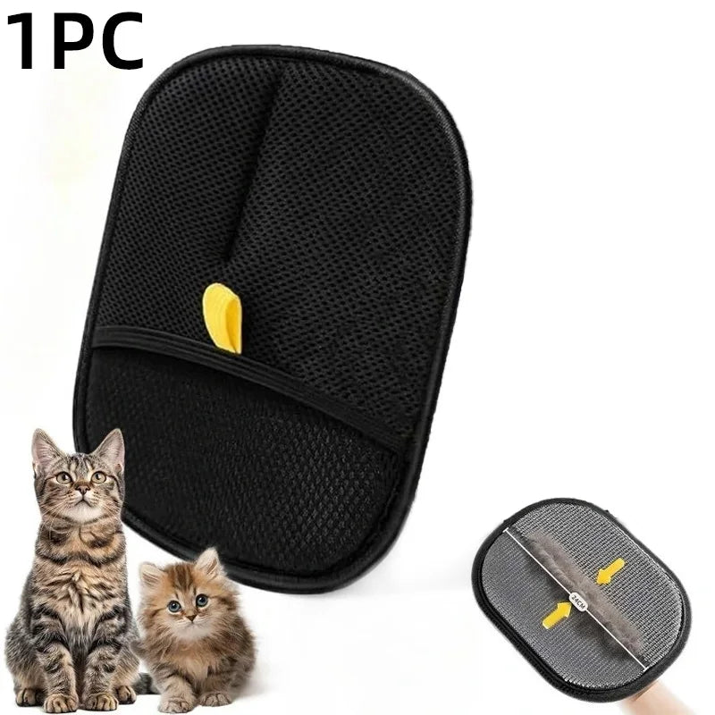 Pet Hair Removal Set Tool Reusable Static Removal Gloves Double-Sided Grooming Gloves Remove Dog Cat Hair Carpets Sofa Cleaner