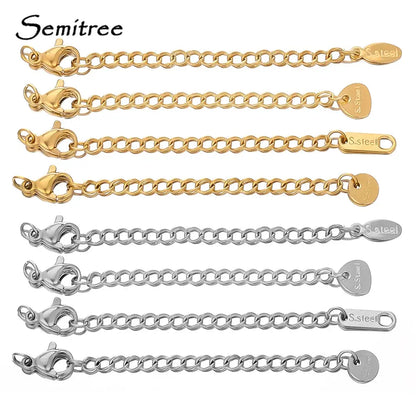 10pcs Gold Stainless Steel Extender Chains with Lobster Clasps for Jewelry Making