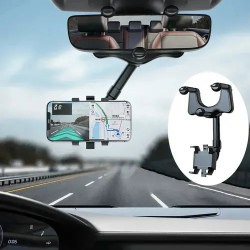  Rearview Mirror Phone Holder Car 360 Rotation Phone Mount Stable