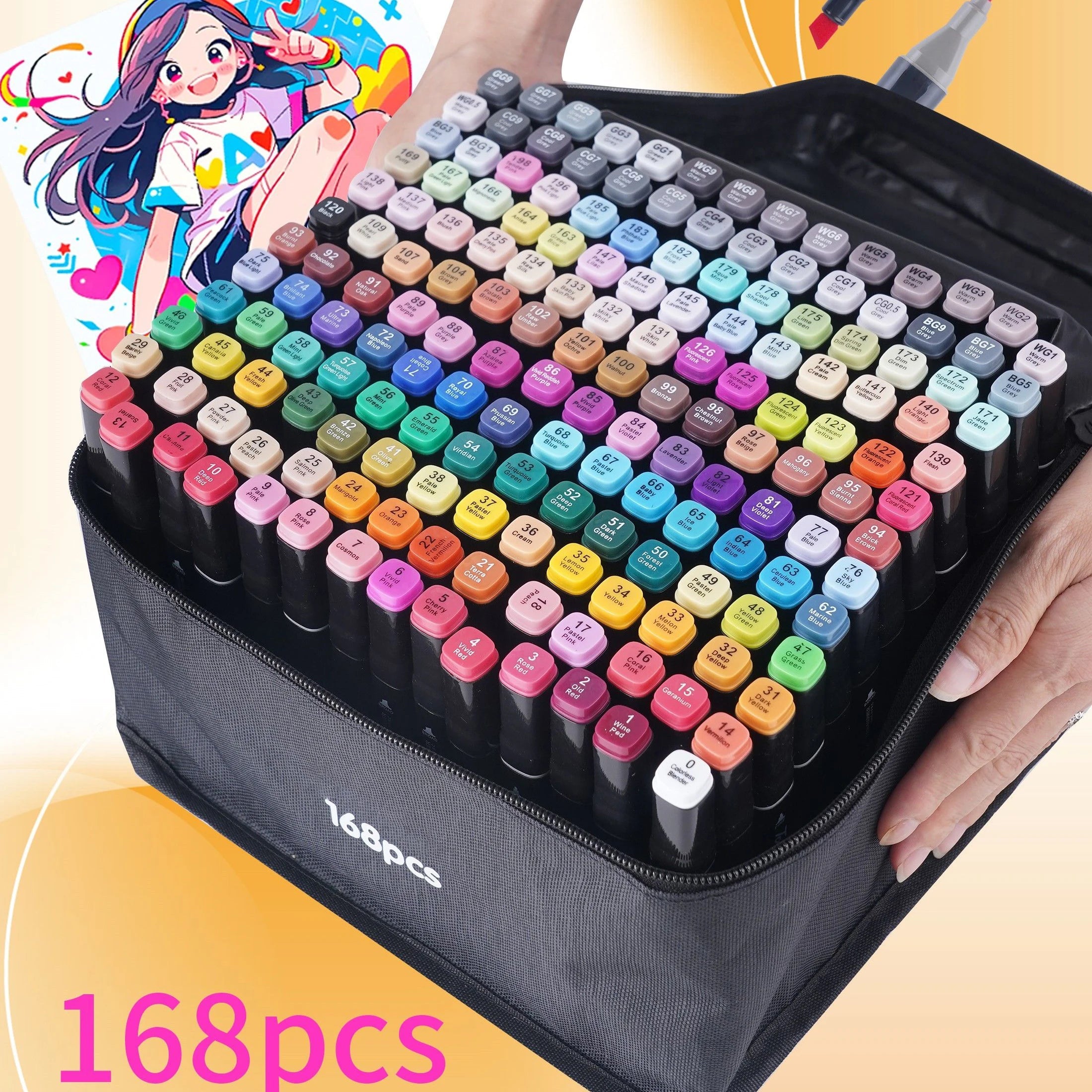 12/24/30/40/60/80/100/120/168pcs Art Marker Set, Watercolor Brush Pens For Students, Dual Tip Oil-Based Markers For Art Students Stone's Store