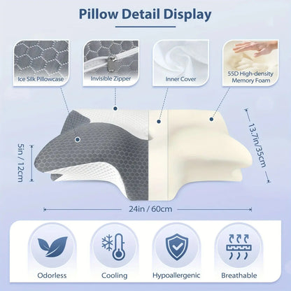 Cervical Memory Foam Pillow Pillows For Neck Shoulder Pain Ergonomic Orthopedic Sleeping Contoured Support Pillow Side Sleepers Shop1104062212 Store