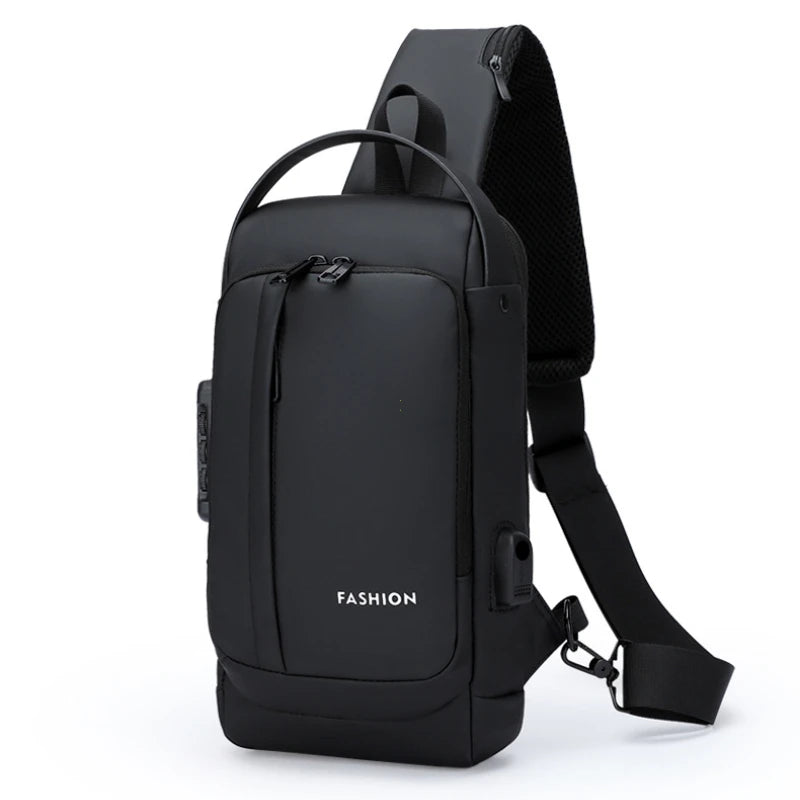 Men Anti Theft Chest Bag Shoulder Bags USB Charging Crossbody Package School Short Trip Messengers Bags Men's Oxford Sling Pack