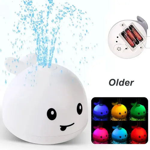 Juguete de baño recargable mejorado para bebés con ballena luminosa a prueba de agua