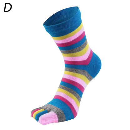 New Women Toe Socks Funny Five Fingers Socks Colorful Striped Printed  Rainbow Cotton Breathable Women's Short Socks Upgogo Store
