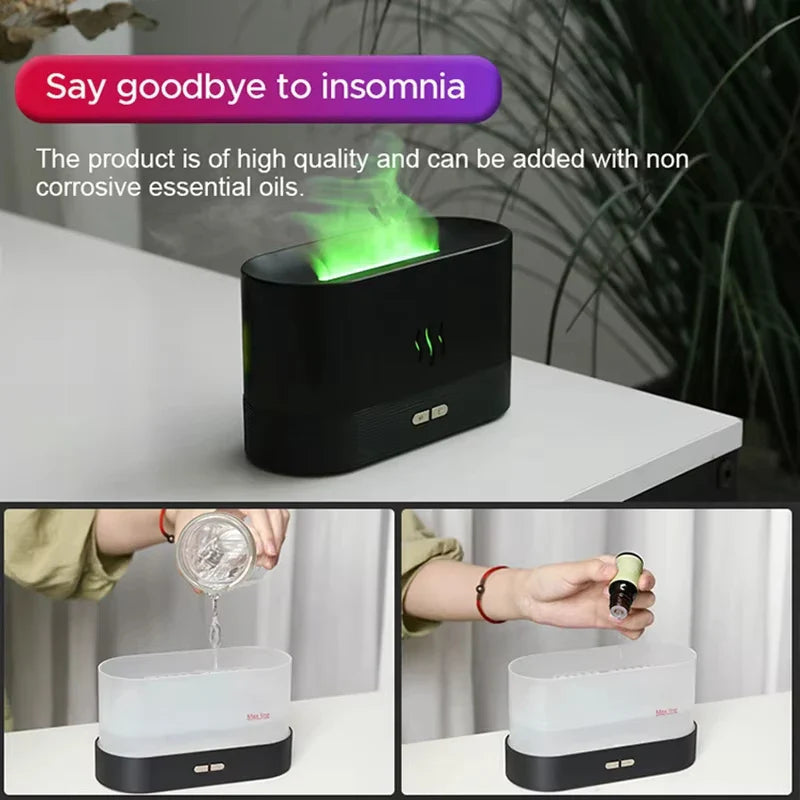 Vissko Aroma Flame Diffuser 180ML Air Humidifier Ultrasonic Aromatherapy Cool Mist Maker Essential Oil Lamp Difusers For Home Stone's Store