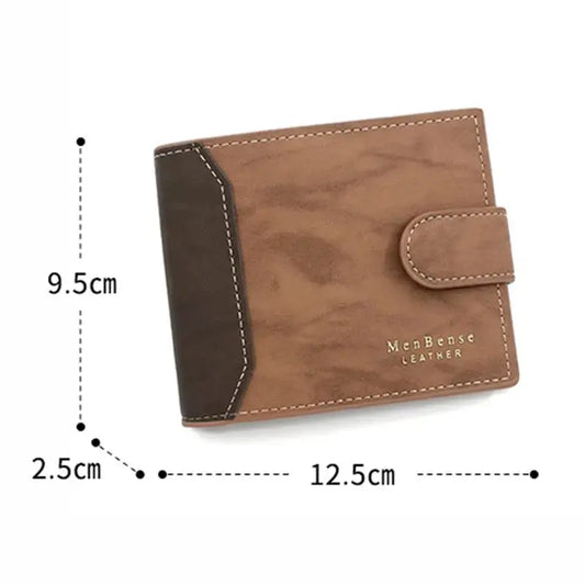 Men's Wallet with Hasp Business Card Holder Case Male Short Purse PU