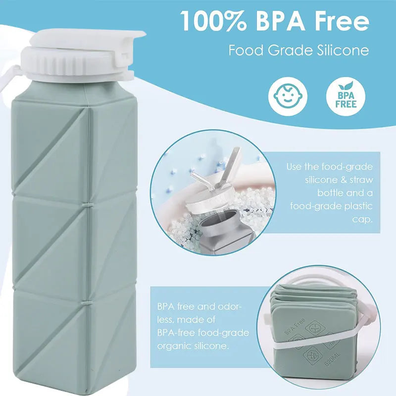 620ml Collapsible Water Bottle Cup with Straw Lid Leakproof BPA Free AliExpress