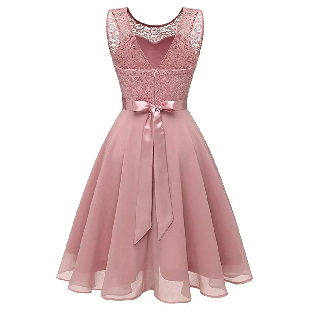 Chic Sleeveless Pink Lace Gown for Bridesmaids and Wedding Guests - Perfect for 2024 Celebrations Dress Shoes Women&#39;s Dropping Store