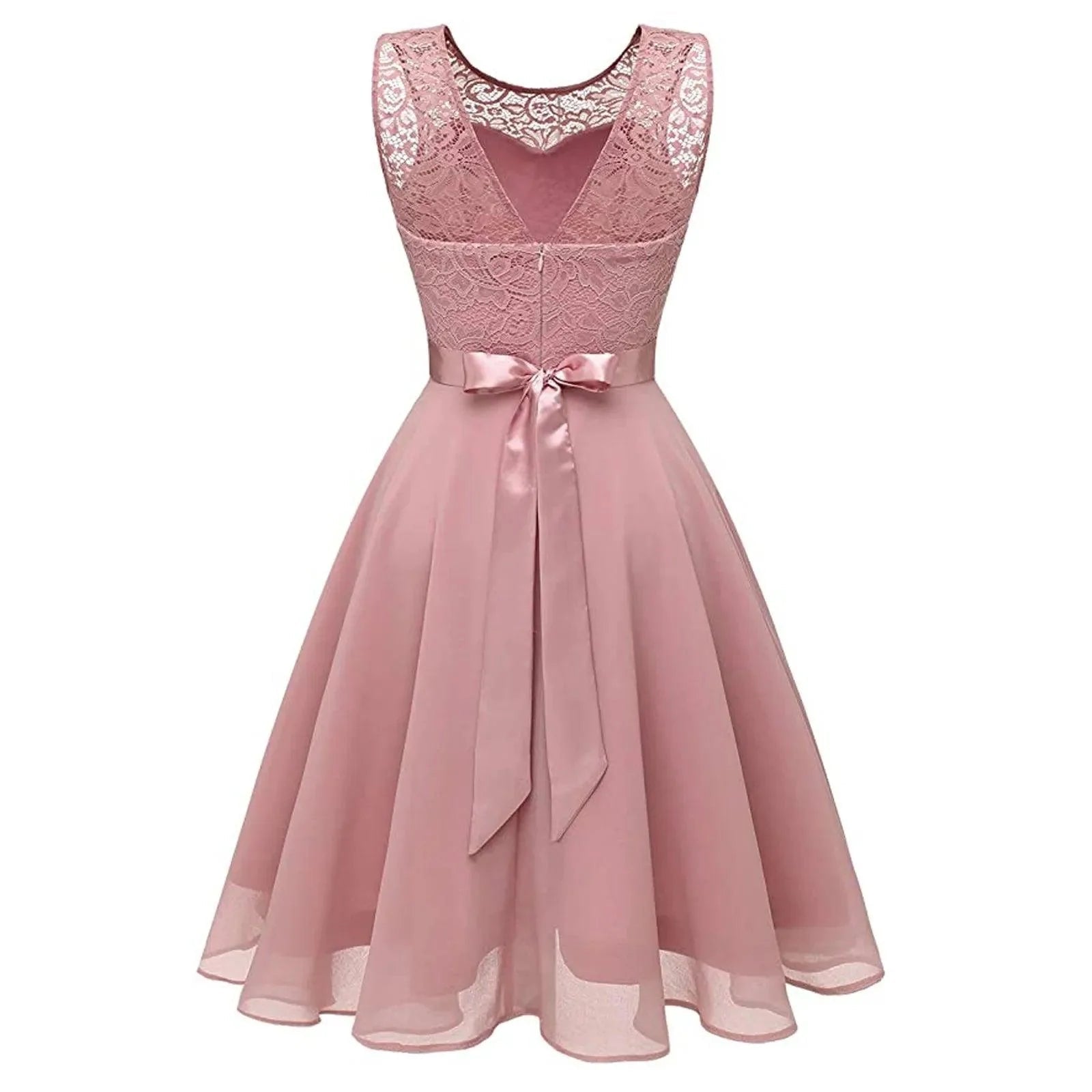 Chic Sleeveless Pink Lace Gown for Bridesmaids and Wedding Guests - Perfect for 2024 Celebrations Dress Shoes Women&#39;s Dropping Store