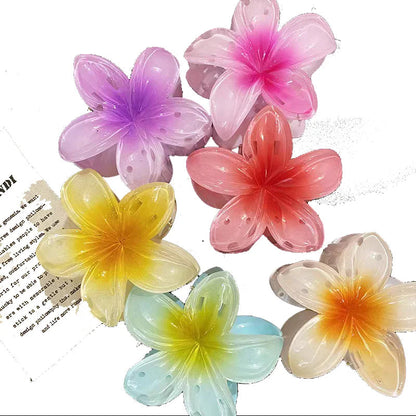 Six colors Gradient Flower Hair Accessories Set Beach Style Hairpins Flower Claw Clips Summer Flower Hairpins Hawaiian Style Sheeamy Store