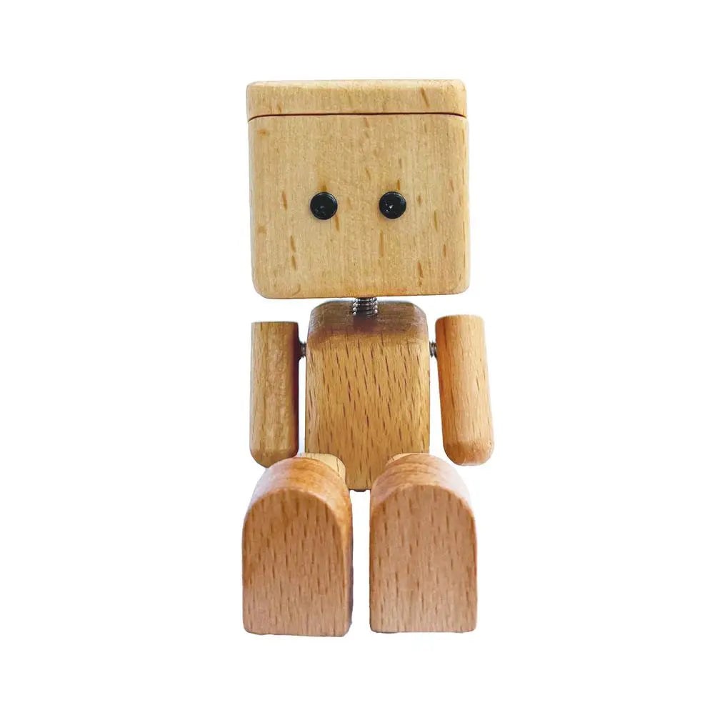 Shaking Wooden Man Figurine For Car Console Leg-swinging Robot Shaking Man Handmade Wooden Figure Wooden Car Aroma Diffuser