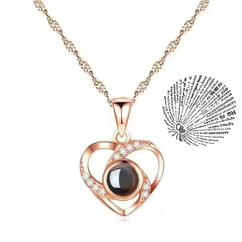 Collar de Proyección 100 Idiomas Te Amo Colgante Collares Para