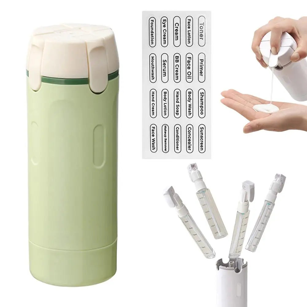 TravelFlow™ 4-in-1 Dispenser ✈️ — One Bottle, Four Essentials