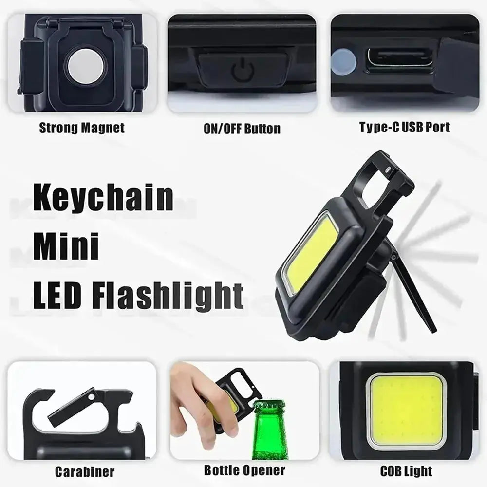 Mini linterna LED Llavero multifuncional portátil COB para camping