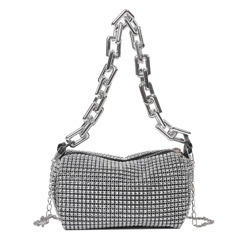 Allover Rhinestone Bucket Bag, Glitter Chain Prom Purse, Women's Mini Crossbody Bag (6.3*3.54) Inch Stone's Store