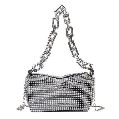 Allover Rhinestone Bucket Bag, Glitter Chain Prom Purse, Women's Mini Crossbody Bag (6.3*3.54) Inch Stone's Store