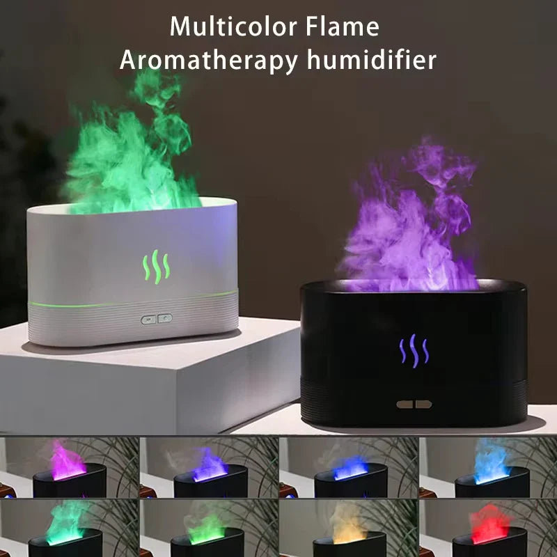 Vissko Aroma Flame Diffuser 180ML Air Humidifier Ultrasonic Aromatherapy Cool Mist Maker Essential Oil Lamp Difusers For Home Stone's Store