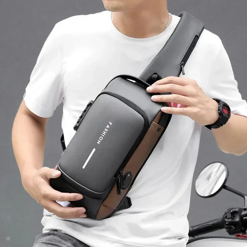 Bolso de pecho antirrobo para hombre, bolsos de hombro con carga USB, bandolera, mochila escolar para viajes cortos, bandoleras tipo bandolera Oxford para hombre