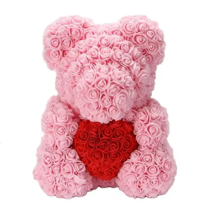 40/25cm Blue Rose Bear Heart Artificial Flower Rose Teddy Bear For