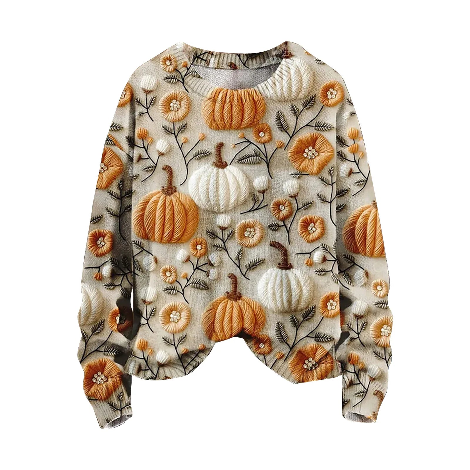 Autumn Winter Digital Printing Halloween Sweater Women Round Neck Party Club Knitwear Tops Casual Street Knit Jumpers Pullover