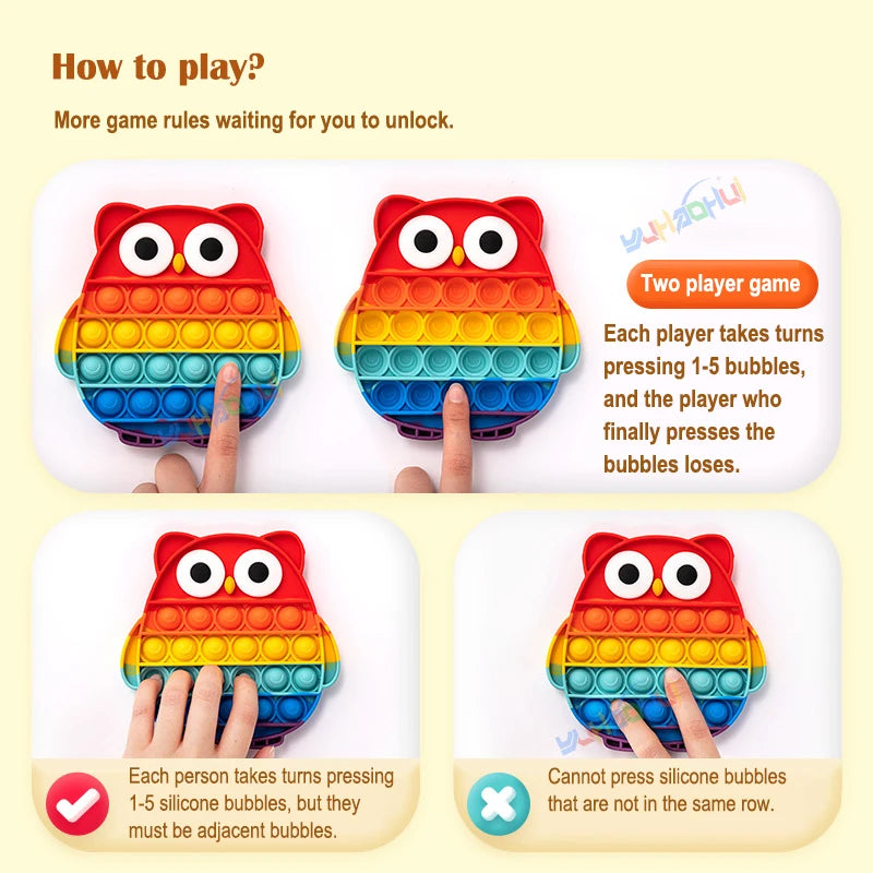 Rainbow Pop Push Bubblle Fidget Anti Stress Relief Toys for Adult Children Special Needs Sensory Toys Interactive Toys for Kids Stone's Store