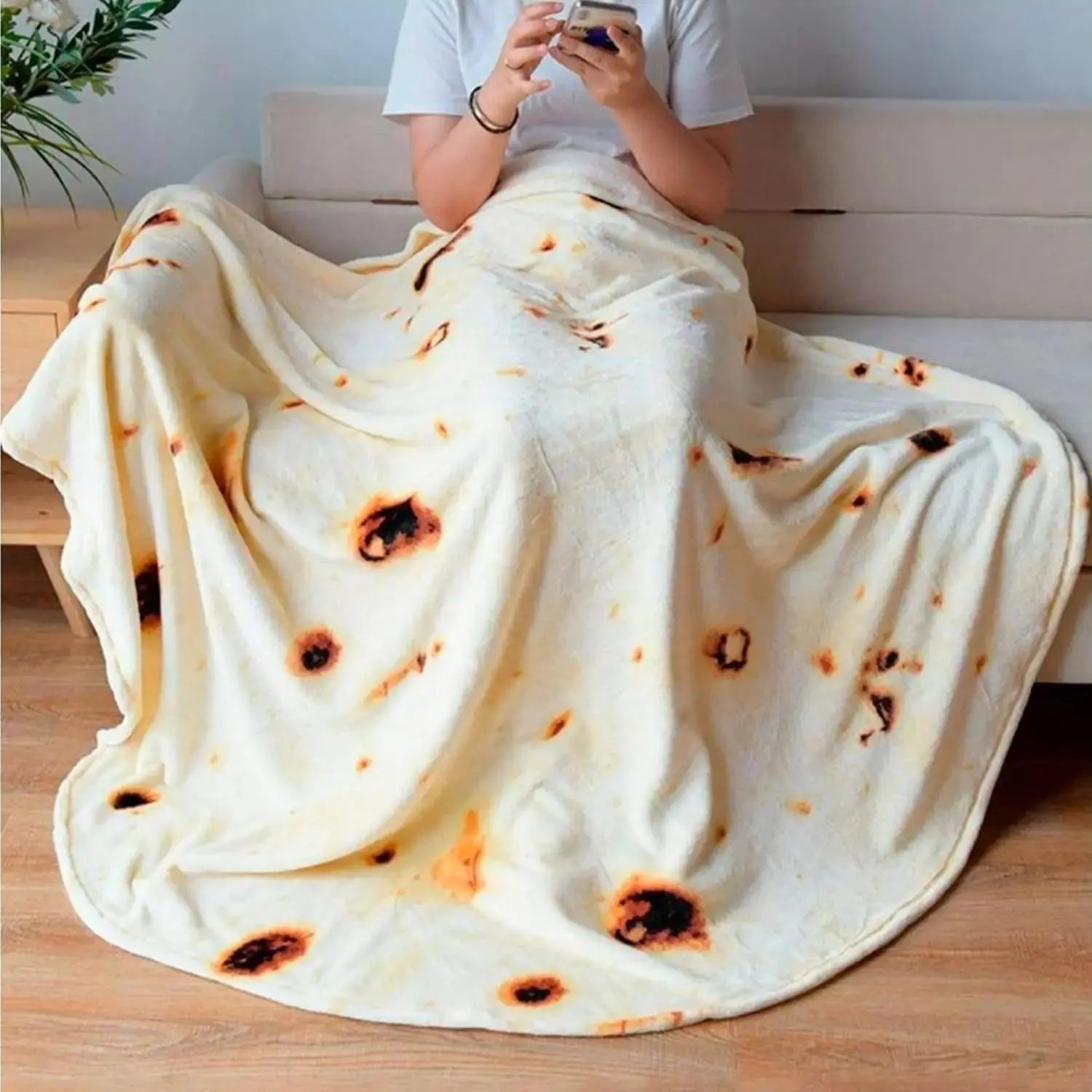 Tortilla Burrito Blanket for Adult Men Women Funny Novelty Gag Food Throw Blanket Trendy Stuff Flannel Taco Wrap Blanket  Decor( Shop1104298725 Store