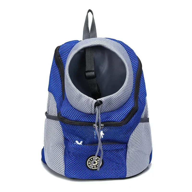 Mochila de viaje portátil de doble hombro, bolso frontal de malla para perros, suministros para mascotas
