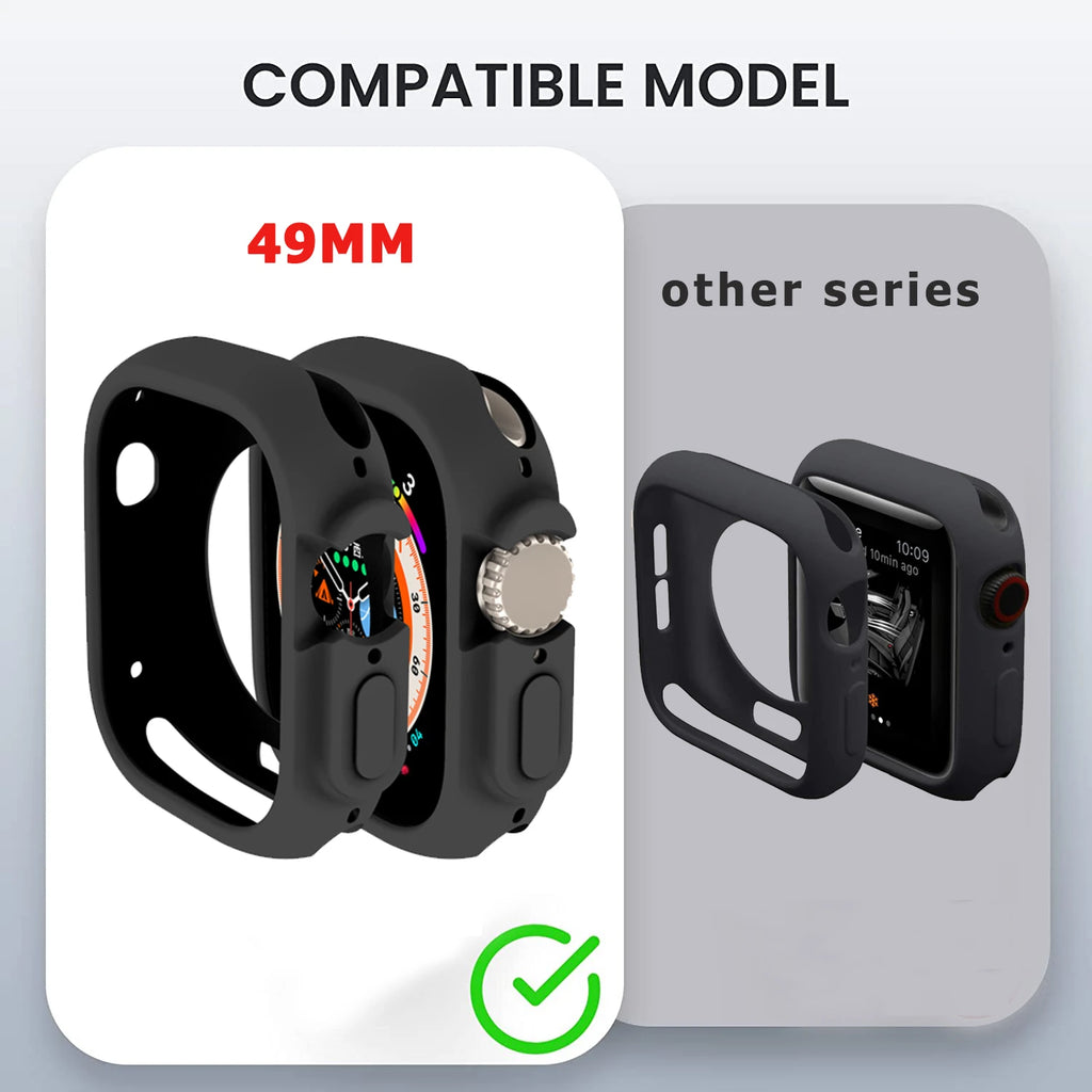 Soft Silicone Case for Apple Watch 8 Ultra 49MM 45mm 42MM 38MM Cover Protection For iWatch series 7 6 5 4 SE 40 44 41mm Bumper