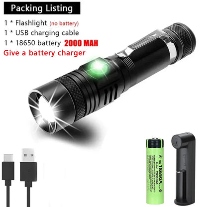 Super Bright LED Tactical Flashlight Zoomable Rechargeable XIWANGFIRE Lamp Store