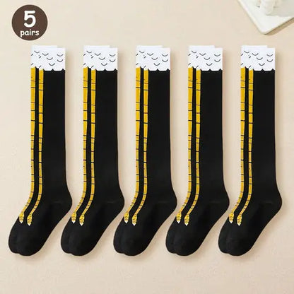 1/2/5 Pairs Women Knee High Socks Trendy Cartoon Funny Chicken Claw AliExpress