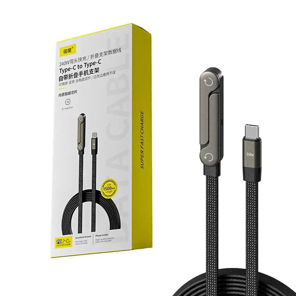 PowerProp™ Cable de pie 240W ⚡📱 Carga rápida. Soporte inteligente.