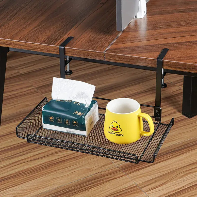 Bandeja organizadora de cables para escritorio, sin taladros, organizador de cables de acero para escritorio
