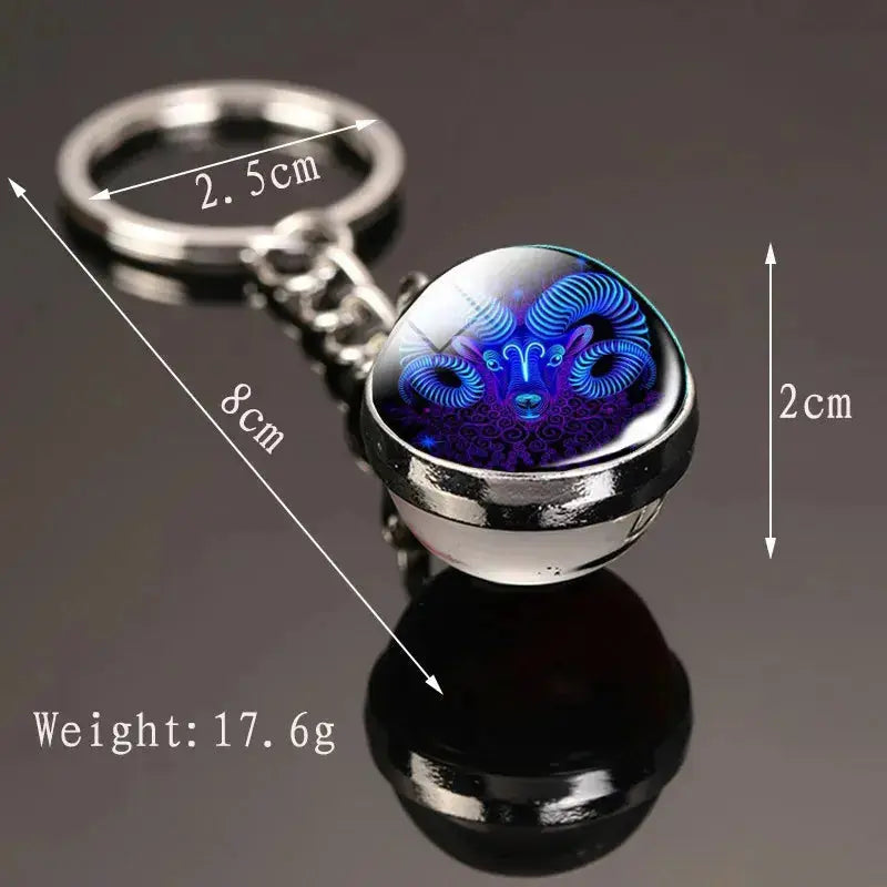 12 Constellation Keychain with Luminous Time Stone Pendant - Creative Fashion Accessory Gift Shop1103314747 Store