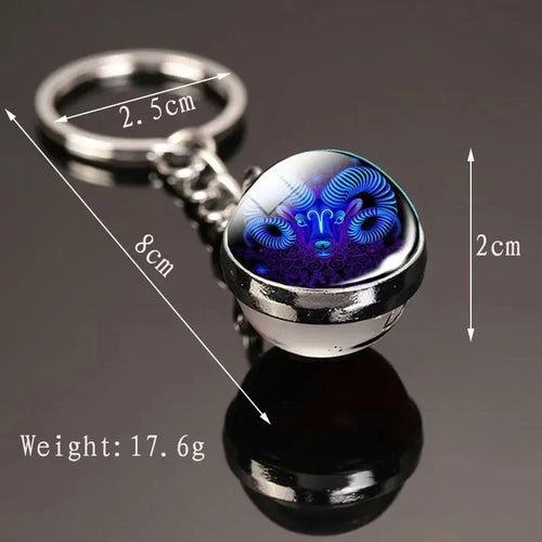 12 Constellation Keychain with Luminous Time Stone Pendant - Creative Fashion Accessory Gift Shop1103314747 Store