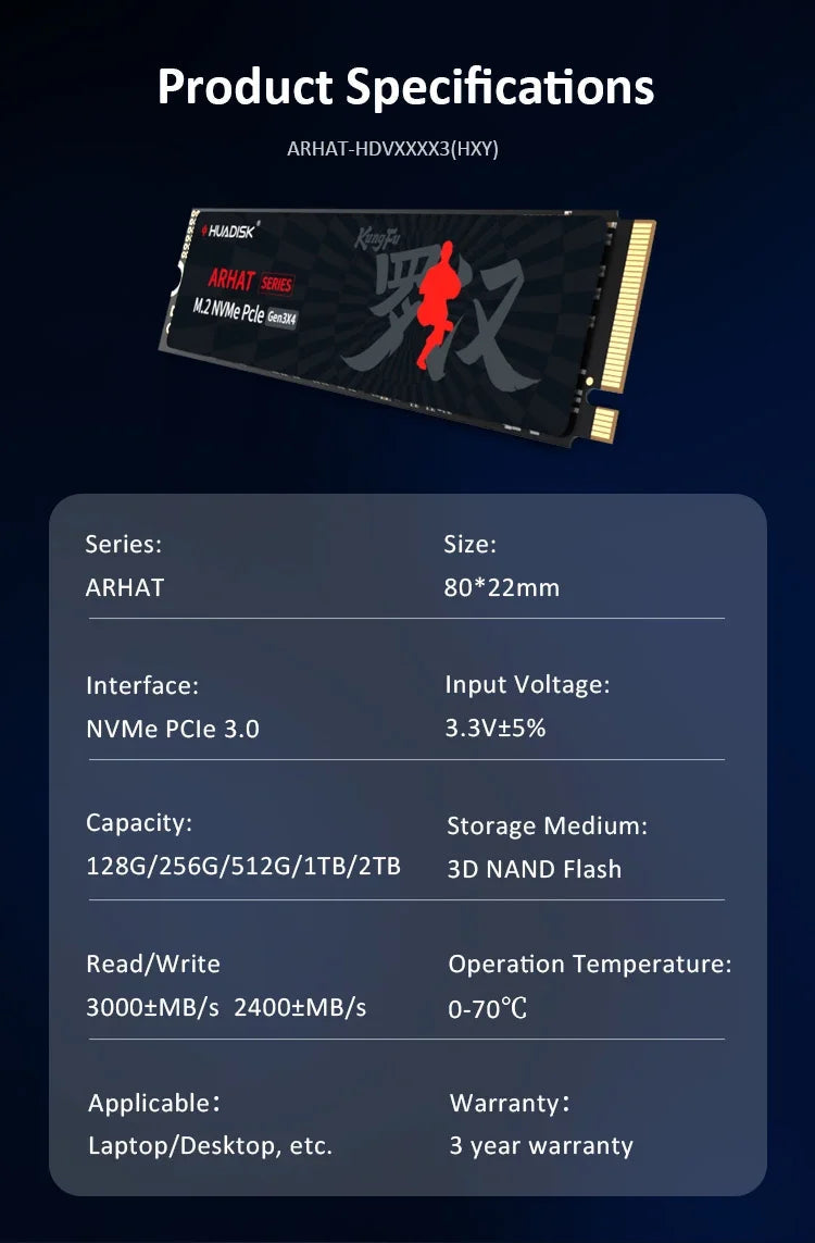 HUADISK M.2 NVMe PCIe SSD 128GB 256GB 512GB Hard Disk M2 NVMe 2280 1TB 2TB Internal Solid State Drive For Laptop Desktop SSD storage Store