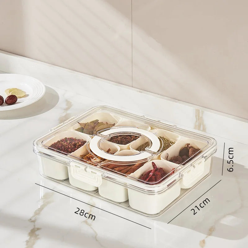 SnackSpin™ 8-Grid Serving Tray 🍿🔄 All Your Snacks, One Tray