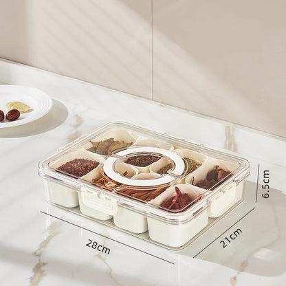 SnackSpin™ 8-Grid Serving Tray 🍿🔄 All Your Snacks, One Tray
