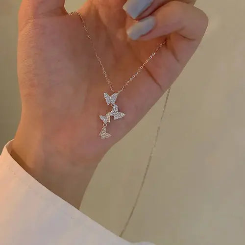 View details for New Shiny Butterfly Necklace Ladies Exquisite Double Layer Clavicle