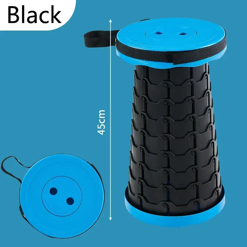 Silla Telescópica Plegable de Plástico Portátil Ligera - Taburete Compacto de Altura Ajustable Perfecto para Pesca, Playa y Camping