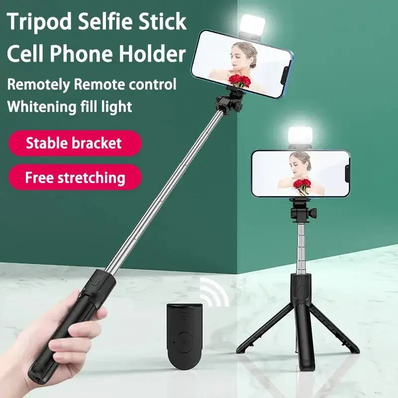 Trípode para palo selfi inalámbrico con luz y control remoto Bluetooth